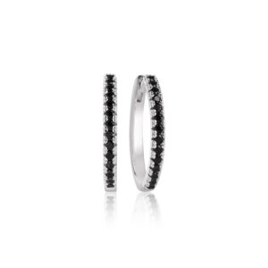 Sif Jakobs Ellera Grande creoler i sølv med sorte cubic zirkoner