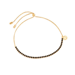 Sif Jakobs Ellera justerbar armbånd i forgyldt med sorte cubic zirkoner