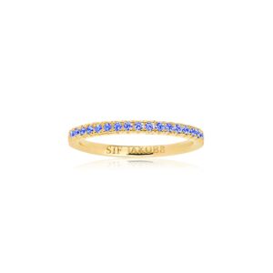 Sif Jakobs Ellera ring i forgyldt med blå zirkoner