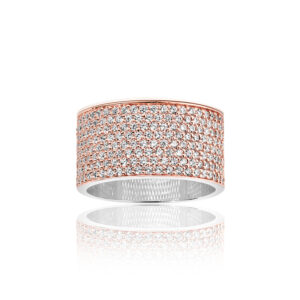 Sif Jakobs Felline Grande ring i sølv og rosaforgyldt med hvide zirkoner
