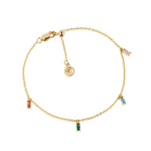 Sif Jakobs Princess Baguette armbånd i forgyldt med multifarvede zirkoner