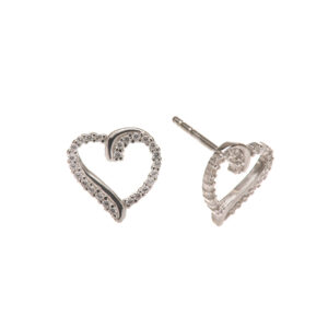 Sølv hjerte ørestikker med cz
