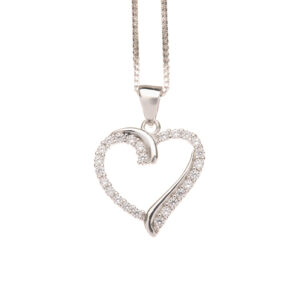 Sølv hjerte vedhæng med halskæde