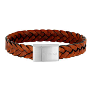 Son of Noa brun læderarmbånd, flettet