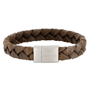 Son of Noa grå læderarmbånd, flettet