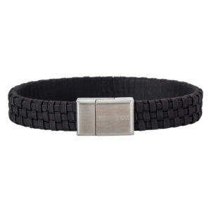 Son of noa sort flettet læderarmbånd