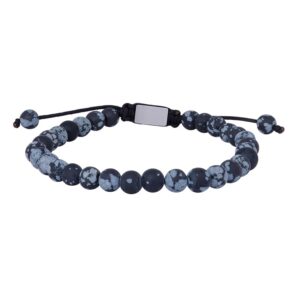 Son of noa stenarmbånd med mat snowflake obsidian, 6 mm