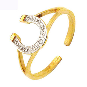 Tåring Guld med Hestesko og Diamant