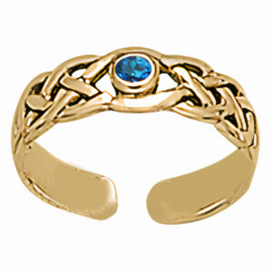 Tåring med Safir - Forgyldt - 14 karat guld