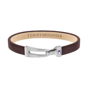 Tommy Hilfiger fladt brunt læderarmbånd