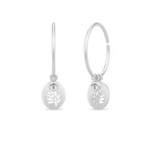 Tree of Life Medium Hoops - Rhodium