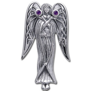 Vedhæng Engel og Ametyst - 38mm - u/kæde