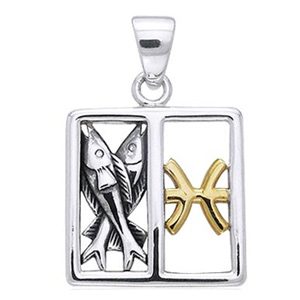 Vedhæng Fiskene Stjernetegn - 30mm - u/kæde