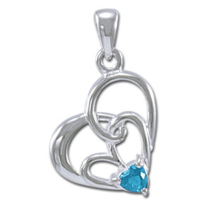 Vedhæng Hjerte med Blå Topas - u/kæde