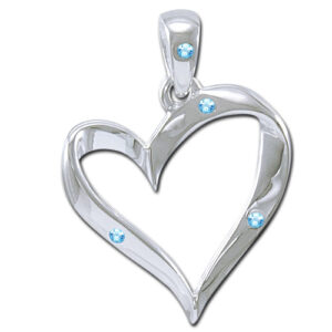 Vedhæng Hjerte med Blå Topas - u/kæde