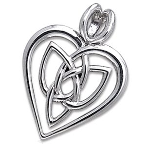 Vedhæng Hjerte med Triquetra - Treenighedssymbolet - 29mm - u/kæde