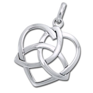 Vedhæng Hjerte med Triquetra - Treenighedssymbolet - 31mm - u/kæde