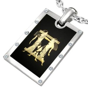 Vedhæng Tvillingerne Stjernetegn Stål - 44mm - u/kæde