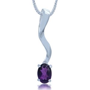 Vedhæng med Ametyst - 23mm - u/kæde