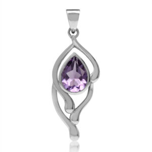 Vedhæng med Ametyst - 30mm - u/kæde