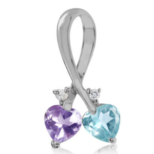 Vedhæng med Blå Topas og Ametyst- 18mm - u/kæde