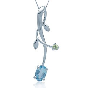 Vedhæng med Blå Topas og Peridot - 29mm - u/kæde