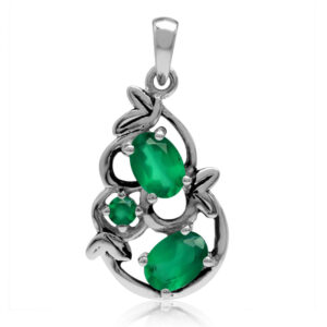 Vedhæng med Grøn Agat - 29mm - u/kæde