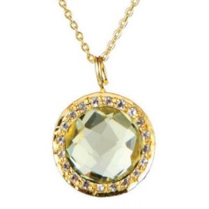 Vedhæng med Lemon Topas - 20mm - m/ kæde