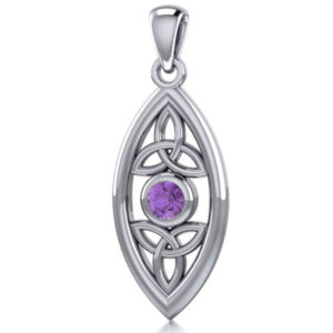 Vedhæng med Triquetra - Treenighedssymbolet og Ametyst - 32mm - u/kæde