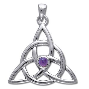 Vedhæng med Triquetra - Treenighedssymbolet og Ametyst - 35mm - u/kæde