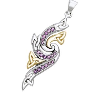 Vedhæng med Triquetra - Treenighedssymbolet og Ametyst - 60mm - u/kæde