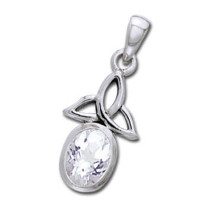 Vedhæng med Triquetra - Treenighedssymbolet og Bjergkrystal - u/kæde