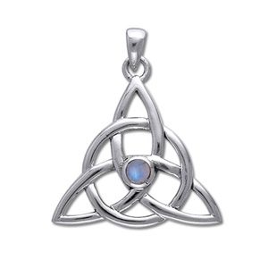 Vedhæng med Triquetra - Treenighedssymbolet og Månesten - 35mm - u/kæde