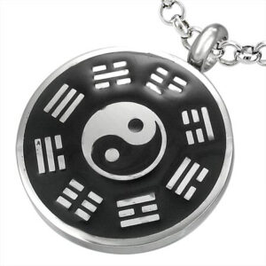 Vedhæng med Yin Yang i stål - 27mm - u/kæde