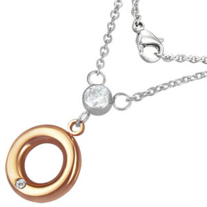 Vedhæng med Zirkonia - Stål - 22mm - m/kæde