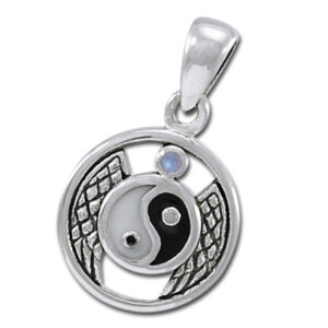 Yin Yang vedhæng med Månesten - u/kæde