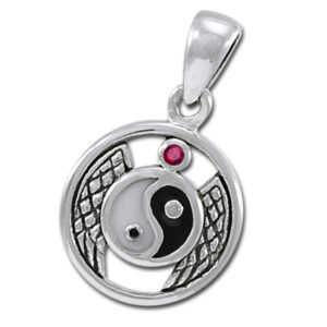 Yin Yang vedhæng med Rubin - u/kæde