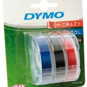 3 x 3D tape Rød/sort/blå til Dymo/Omega/Junior prægemaskine - DYMO -
