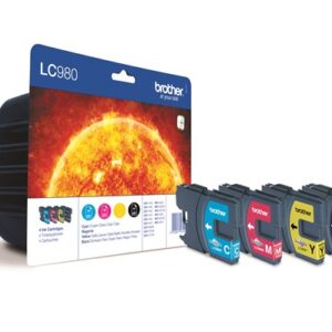 4-Pak B/C/M/Y patroner - Brother LC980 - 1x8,7+3x4,8ml.