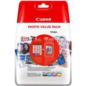 4-Pak CLI-571B/C/M/Y patroner - Canon med 50ark fotopapir - Canon - 4 x 11ml