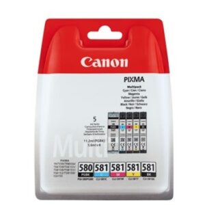 5-Pak B/FB/C/M/Y patroner 580/581 - Canon - 1x11,2+4x5,6ml
