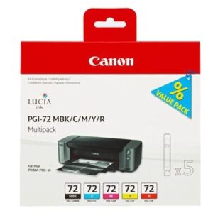 5-Pak MBK/C/M/Y/R patroner - Canon nr.72 - 5x14 ml