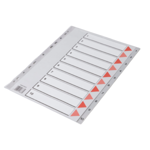 A4 Register grå plast 1-10