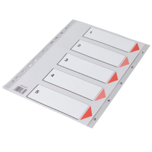 A4 Register grå plast 1-5