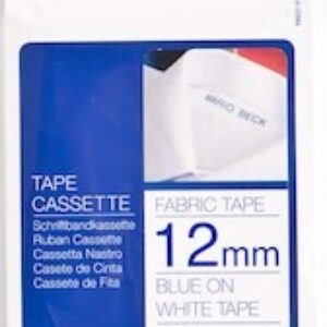 Brother STOF (strygning) tape 12 mm. Blå på Hvid Tape - 4 m