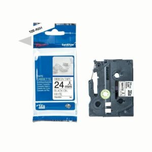 Brother STOF (strygning) tape 24 mm. Sort på Hvid Tape - 4 m