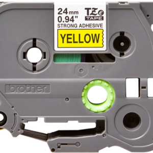 Brother tape 24 mm. Sort tekst / gul tape (laminerede) 8 m. pr. rl. - Strong