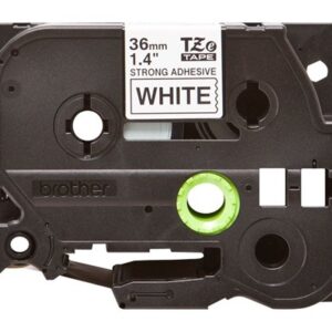 Brother tape 36 mm. sort tekst / hvid tape (laminerede) 8 m. pr. rl. - EKSTRAKLÆBENDE