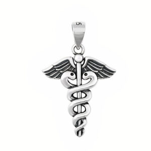 Caduceus vedhæng - 27mm - u/kæde