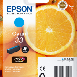 Cyan blækpatron - Epson 33 - 4,5ml
